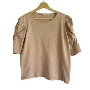 Vila Milano Short Sleeve Sweater Top‎ Light Pink Womens XL Puff Sleeve Soft